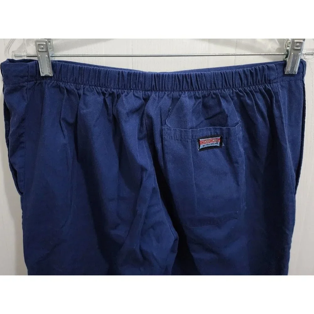x2 Cherokee Workwear Pull On Scrub Pants Style‎ 4101P Solid Navy Blue Size Small